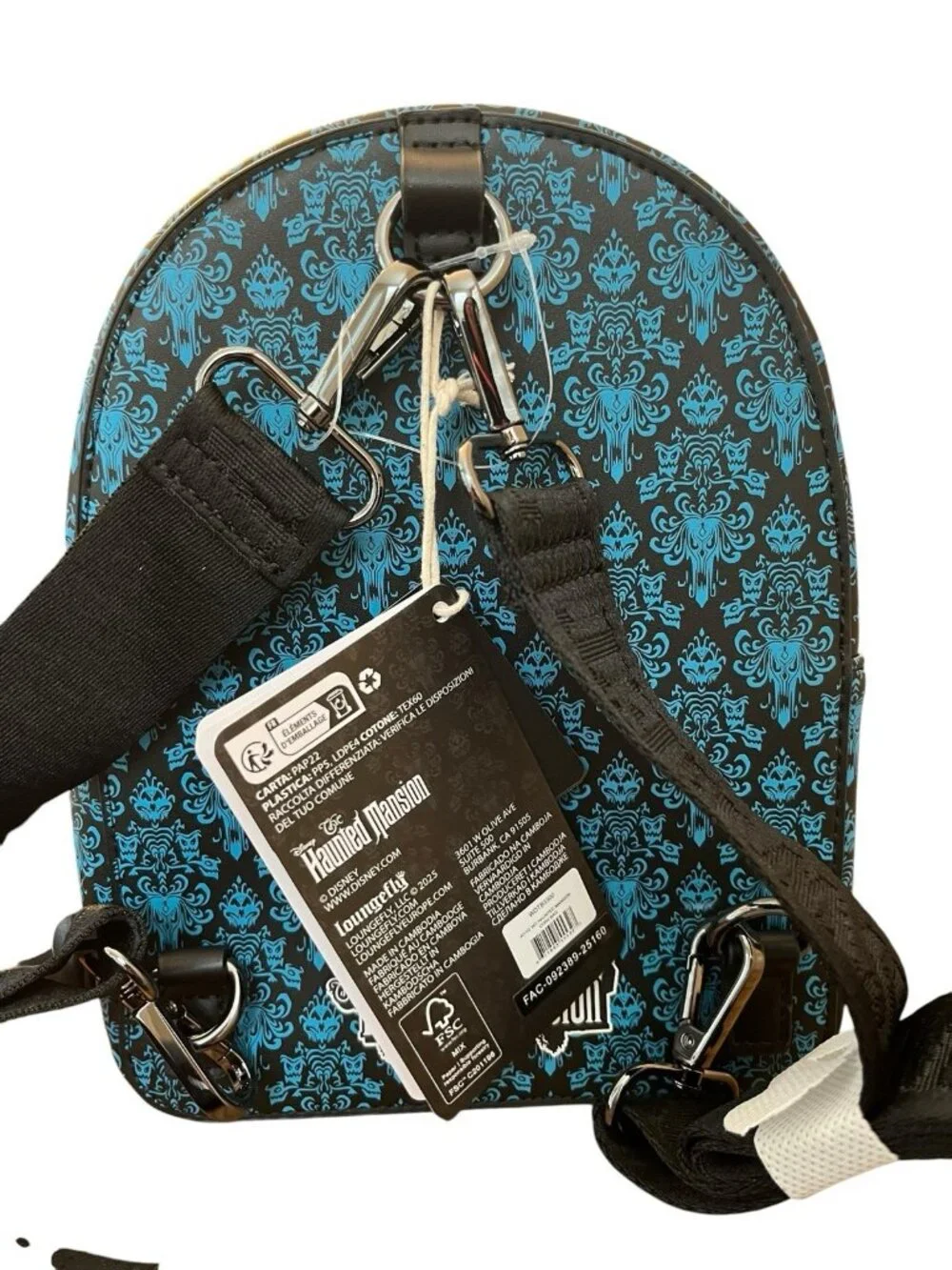 Loungefly Haunted Mansion Hitchhiking Ghosts Mini Backpack Convertible Bag NWT